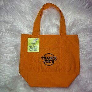NEW Trader Joe's Halloween Canvas Mini Tote Bag Orange